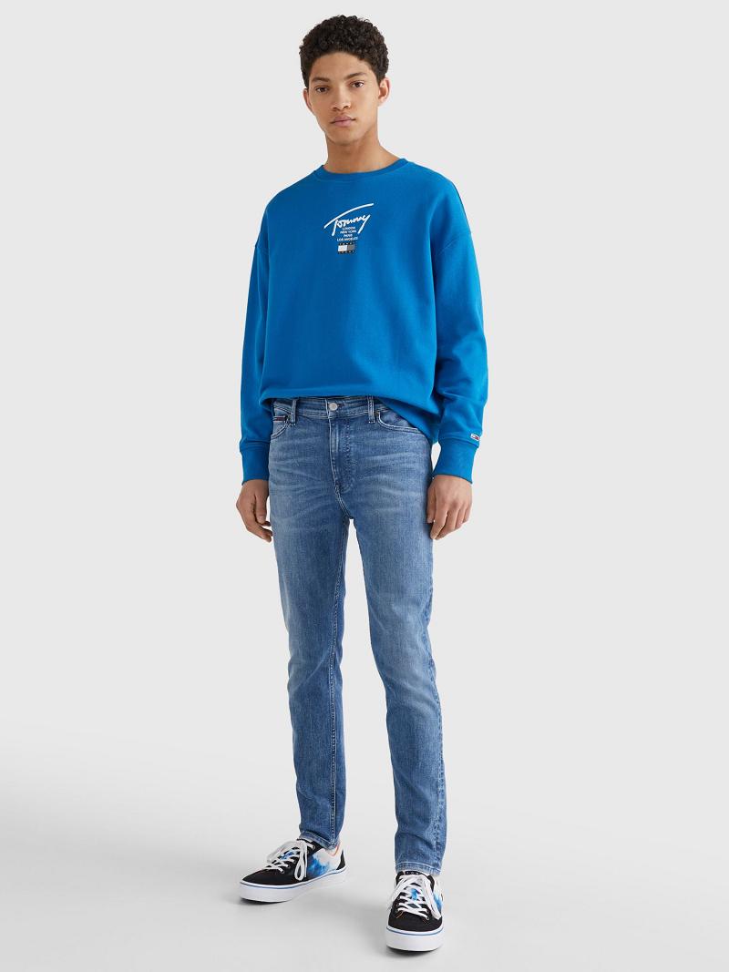 Férfi Tommy Hilfiger Low rise skinny fit Farmer Nadrág Kék | HU 1153RVD